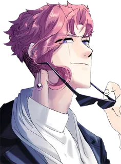 😎 b97072e9 动漫, 粉色头发, 太阳镜, 男性, 艺术 telegram sticker