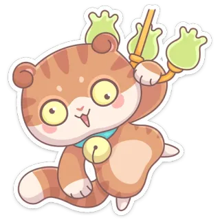 ☺️ 7678edc7 สติกเกอร์, แมว, น่ารัก, สัตว์, การ์ตูน, สีส้ม, กระดิ่ง, คาวาอิ telegram sticker