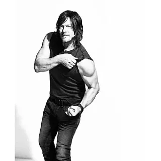 💪 4e471338 Daryl Dixon The Walking Dead 노만 리더스, 데릴 딕슨, 워킹 데드, 배우, tv 프로그램 telegram sticker