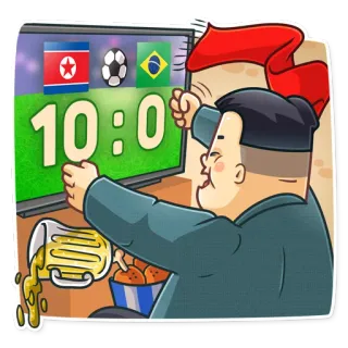 📺 851274e9 Kim Jong-un 10:0 政治, 政治人物, 朝鲜, 独裁者, 足球, 体育, 足球 telegram sticker