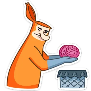 🧠 0d91f7b2 Cartoon, Gehirn, Müll, Müllcontainer, Anthropomorph telegram sticker