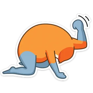 👊 4d5a5d6f orange, blau, verwirrt, verärgert, kniend, Cartoon telegram sticker