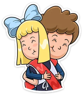 🤗 2b1e6561 cartoon, children, hugging, friendship, school, graduation telegram sticker