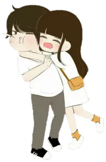 😍 32c736d6 paar, umarmung, cartoon, liebe, süß, beziehung, anime telegram sticker