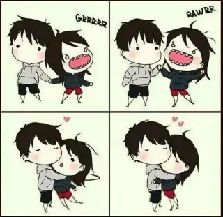 ❤️ 804b5f84 GRRRRR RAWRR Paar, Cartoon, Liebe, Beziehung, süß, Comic telegram sticker
