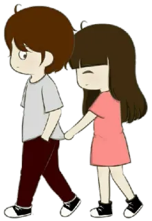 ☺️ b981192f Cartoon, Paar, Liebe, Spaziergang, Beziehung, Süß telegram sticker
