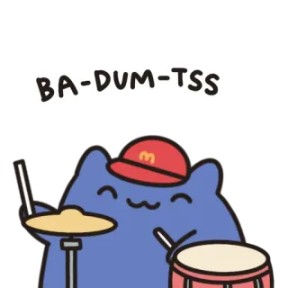 🥁 55e05805 BA-DUM-TSS 猫, ドラム, ドラマー, バーダムタス, ジョーク, 音楽 telegram sticker