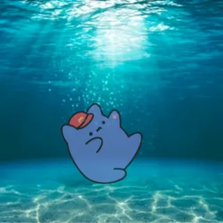 🤿 69ff0061 漫画, 猫, 水中, 可愛い, 海, 帽子 telegram sticker