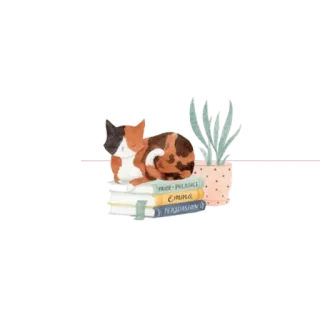 💛 6a2b05e1 Pride & Prejudice
Emma
Persuasion кот, книги, растение, чтение, акварель, калико кот, Джейн Остин, литература telegram sticker