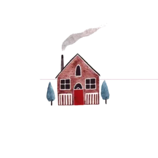 🏡 c93fedfa дом, дом, деревья, дымоход, красная дверь, архитектура, здание telegram sticker