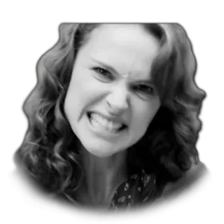 😬 ab5ba795 kobieta, zła, twarz, portret, wyraz twarzy, czarno-białe telegram sticker