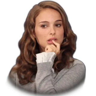 🤔 e9bf94ce Natalie Portman kobieta, aktorka, myśląca, wątpliwa, portret, celebrytka telegram sticker