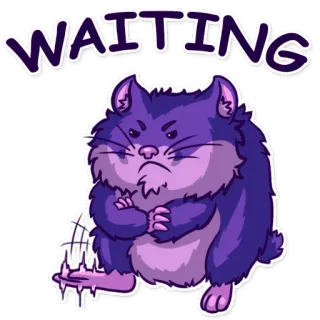 😠 9a9e313a WAITING รอ, แฮมสเตอร์, สัตว์, น่ารัก, สีม่วง, อดทน telegram sticker