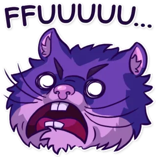 😤 bb0a6a6e FFUUUU... โกรธ, แมว, มีม, โมโห, การ์ตูน, หงุดหงิด, หยาบคาย telegram sticker