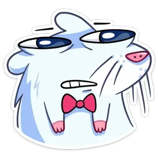 🔹 63eab2a4 animal, hamster, desenho animado, engraçado, fofo, gravata borboleta, branco, bobo whatsapp sticker