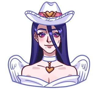 🤠 aa393473 anime, cowgirl, angel, heart, hat whatsapp sticker