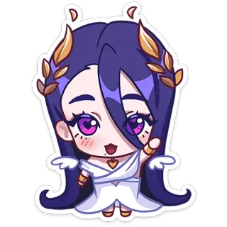 ☺ c166e42b chibi, cute, anime, cartoon, girl, goddess, purple hair whatsapp sticker