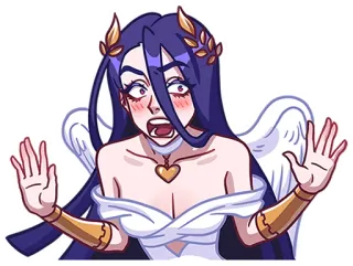 😠 c4bfca50 angel, cartoon, character, female, wings, gold whatsapp sticker