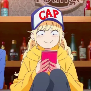 😁 6245f167 CAP anime, cartoon, girl, cap, happy, smile whatsapp sticker