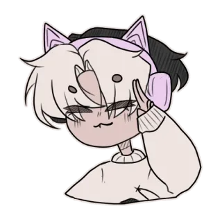 ✌ 5cba4273 kattenoortjes, koptelefoon, anime, cartoon, personage telegram sticker
