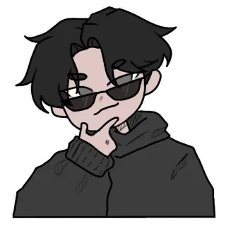 😏 b494376d cartoon, man, zonnebril, hoodie, portret telegram sticker