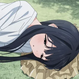 💈 3b67be6b anime, chica, acostada, relajada, pelo largo, ilustración whatsapp sticker