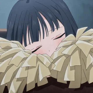 💈 a423d0c9 anime, chica, adormilada, linda, descansando, pompones whatsapp sticker