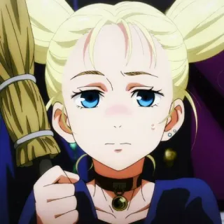 🧹 6339cb59 anime, capelli biondi, occhi blu, codini, girocollo, collare, kawaii telegram sticker