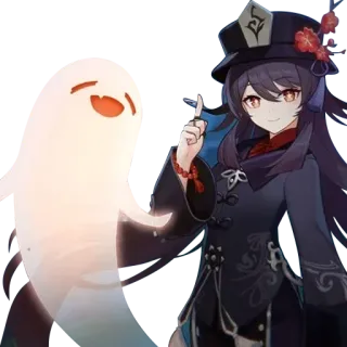 😏 441073f8 Hu Tao Genshin Impact Anime, Gra, Duch, Postać, Kapelusz, Waifu whatsapp sticker