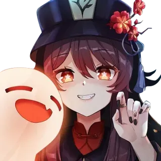 😬 5442d8c4 Hu Tao Genshin Impact Anime, Gra wideo, Duch, Uroczy, Kapelusz whatsapp sticker