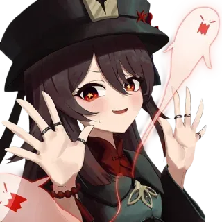 😏 58af047a Hu Tao Genshin Impact Anime, Gra, Genshin Impact, Hu Tao, Duch, Słodkie whatsapp sticker