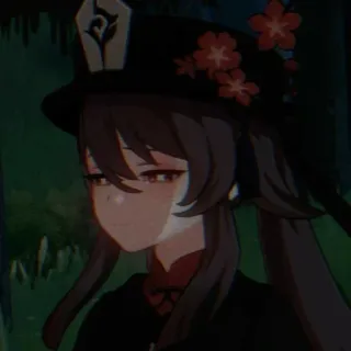 🖤 63e0dadb Hu Tao Genshin Impact Anime, Gra wideo, Dziewczyna, Kapelusz, Kwiaty whatsapp sticker