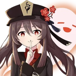 🤫 9710b178 Hu Tao Genshin Impact Anime, Dziewczyna, Kapelusz, Słodkie, Genshin Impact whatsapp sticker