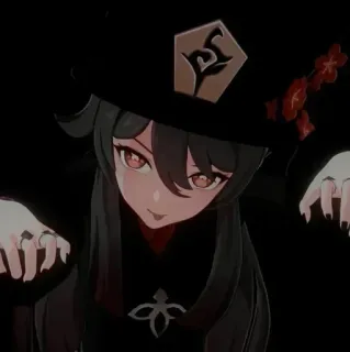 😜 b057949e Hu Tao Genshin Impact Anime, Gra, Kapelusz, Duch, Mroczny whatsapp sticker