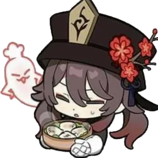 🖤 cf977df6 Hu Tao Genshin Impact Anime, Dziewczyna, Duch, Gra wideo, Genshin, Słodkie, Kawaii whatsapp sticker