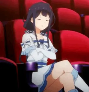 🖇 1109c828 Anime, Dziewczyna, Siedząca, Teatr, Sukienka, Postać telegram sticker