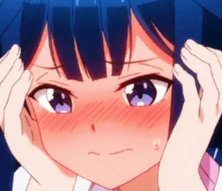 🖇 36d0307f Anime, Dziewczyna, rumieniąca się, zmartwiona, Kreskówka, Postać telegram sticker