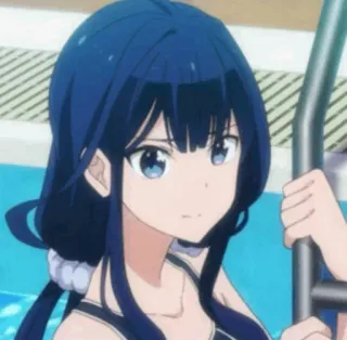 🖇 acc3a310 dziewczyna anime, niebieskie włosy, kreskówka, strój kąpielowy, postać telegram sticker