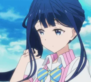 🖇 ad0077f0 Anime, Dziewczyna, Kreskówka, Mundur szkolny, Niebieskie włosy telegram sticker