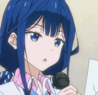 🖇 b92572f5 Anime, Dziewczyna, Mikrofon, Śpiewanie, Urocze, Portret, Niebieskie włosy telegram sticker