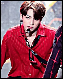☠ cae24761 Jungkook Jungkook, BTS, K-pop, singer, red shirt telegram sticker