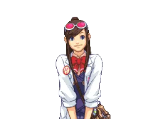 😐 987c7c3e Ema Skye Ace Attorney ema skye, ace attorney, anime, character, scientist, video game telegram sticker