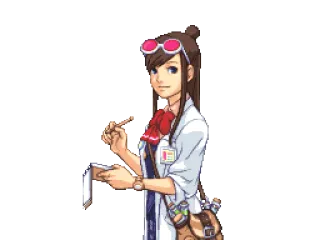 😌 e1427a84 Ema Skye Ace Attorney anime, woman, scientist, notebook, Ema Skye, Ace Attorney telegram sticker