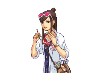 😠 f96399d8 Ema Skye Ace Attorney anime, video game, character, scientist, woman, lab coat telegram sticker