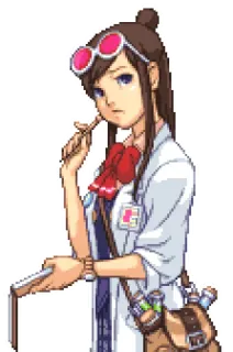🤔 01f4783e Ema Skye Ace Attorney Anime, Manga, Jeu vidéo, Scientifique, Enquête, Médico-légal whatsapp sticker