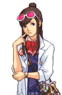 🤔 1fc611f6 Ema Skye Ace Attorney Anime, Dessin animé, Ema Skye, Ace Attorney, Science, Blouse de labo, Scientifique whatsapp sticker