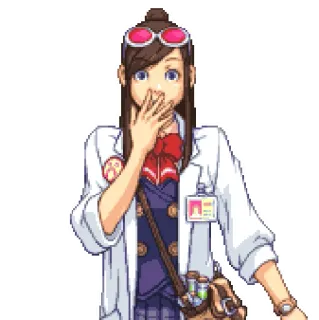 😨 3804edd7 Ema Skye Ace Attorney Ema Skye, Ace Attorney, Scientifique, Fille anime, Surprise, Personnage de jeu vidéo whatsapp sticker