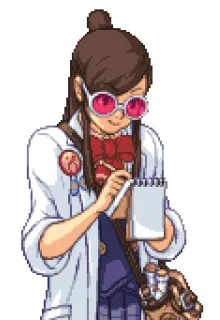 🗒 642fa672 Ema Skye Ace Attorney Ema Skye, Ace Attorney, Scientifique, Carnet, Anime whatsapp sticker