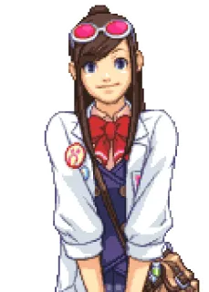 😐 e0bbb941 Ema Skye Ace Attorney Ema Skye, Ace Attorney, Anime, Jeu vidéo, Personnage, Scientifique, Enquête, Pixel Art whatsapp sticker