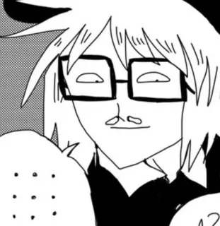 🖇️ 6262527a cartoon, glasses, manga, anime, character, monochrome telegram sticker